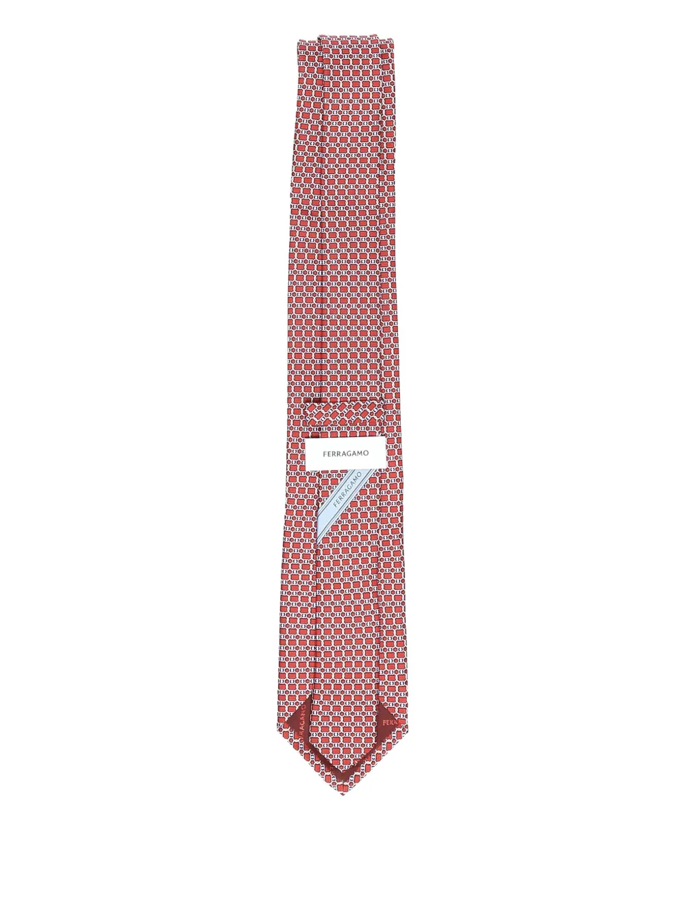 Ferragamo Gancini-print silk tie Rood