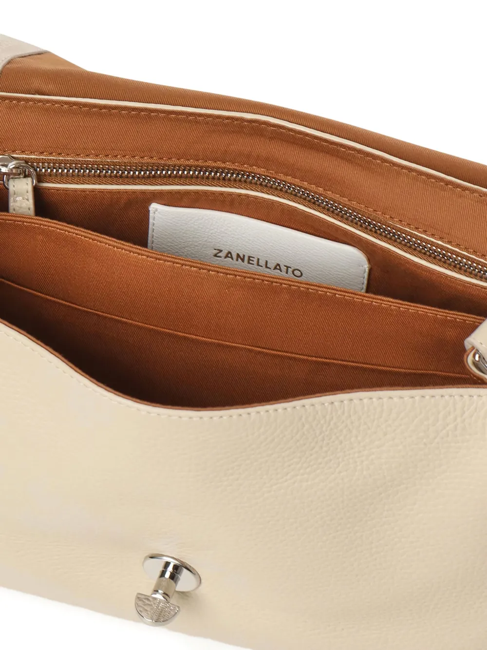 Zanellato Postina studded leather shoulder bag Beige