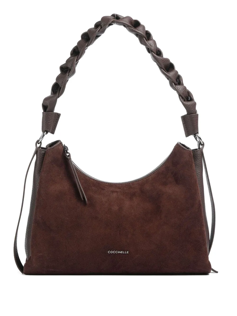 Coccinelle Boheme braided-handle suede shoulder bag - ブラウン Coccinelle Boheme braided-handle suede shoulder bag - ブラウン