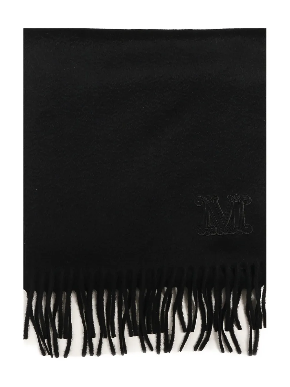 Max Mara embroidered-logo fringe scarf - Nero