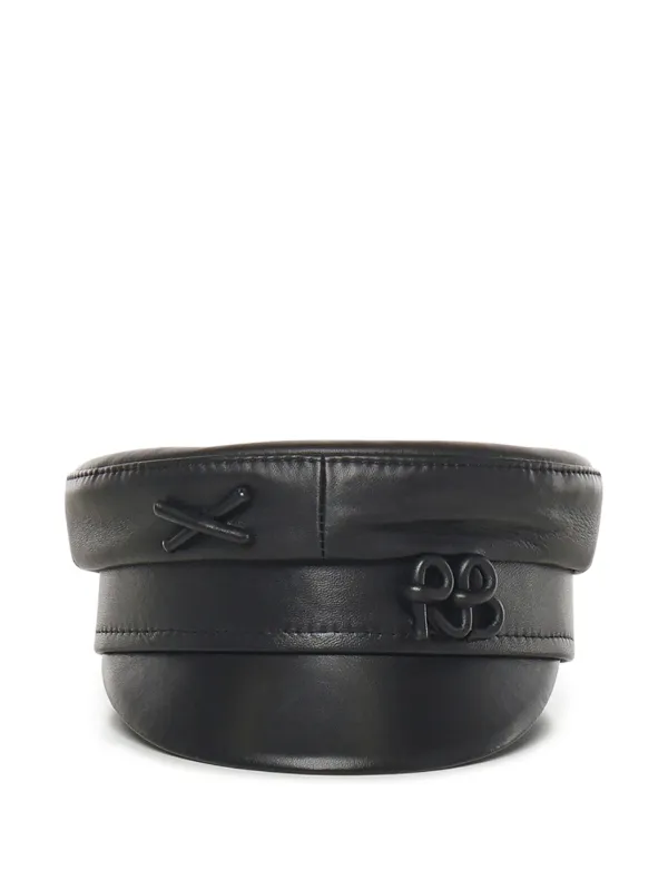 Ruslan Baginskiy logo-embellished Leather Baker Boy Cap | Black