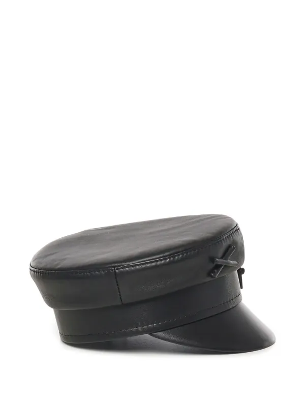 Ruslan Baginskiy logo-embellished Leather Baker Boy Cap | Black