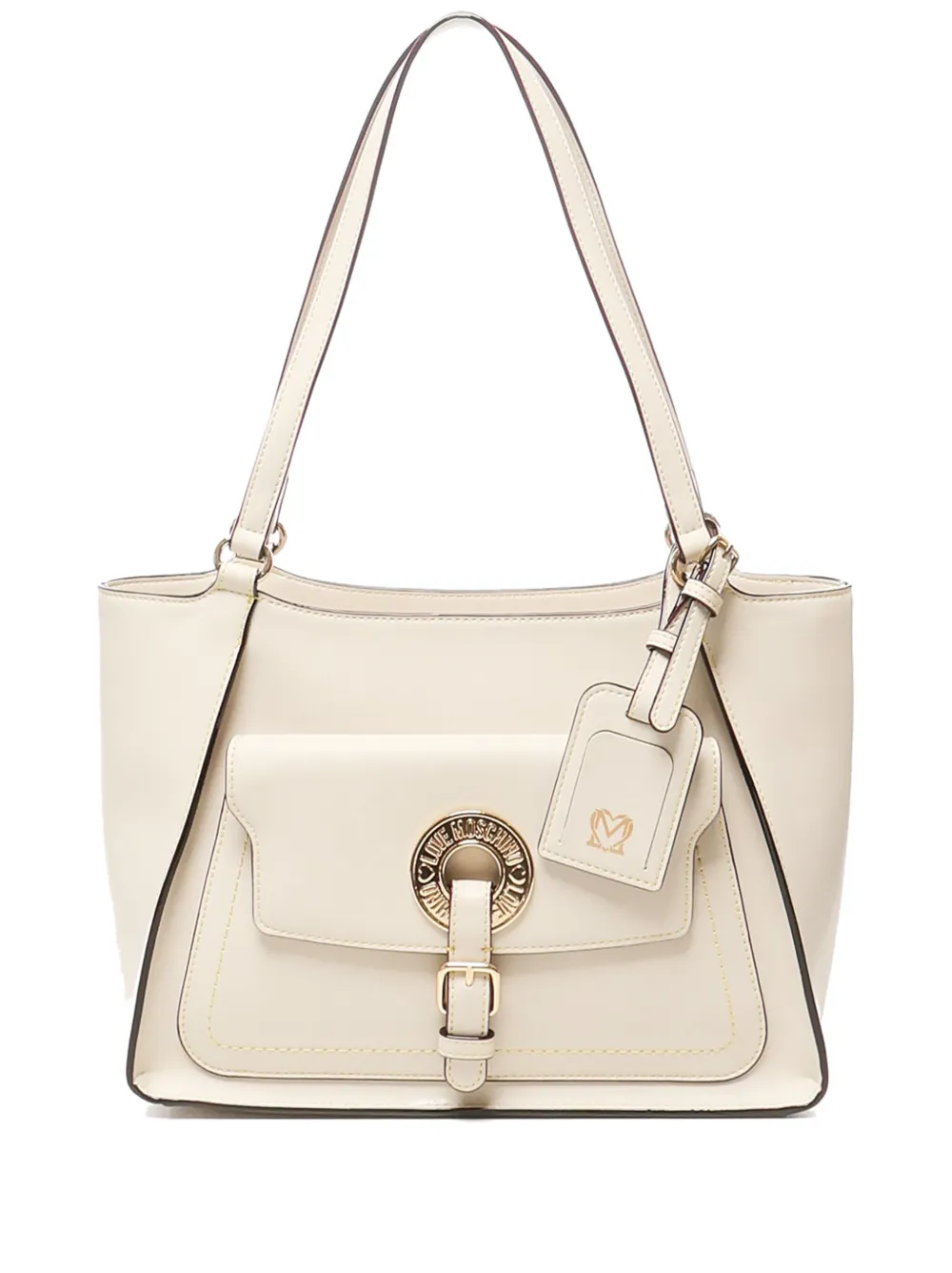 Love Moschino circular-buckle flap bag - Toni neutri