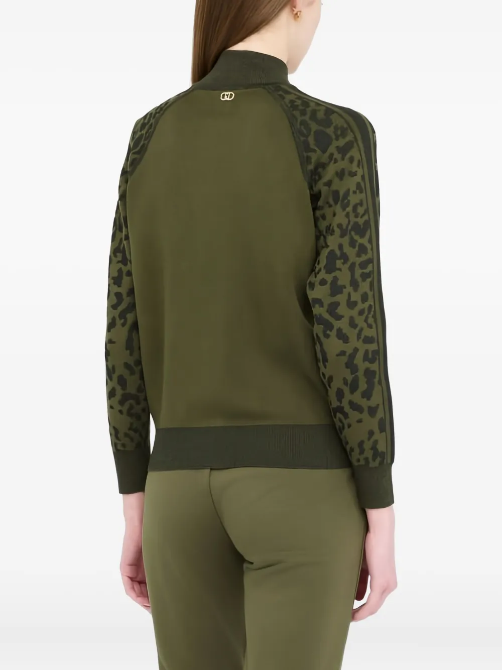 Liu •jo Leopard-print Zip-up Sweater In Green