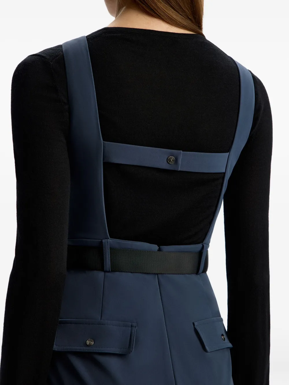 12 STOREEZ Jurk met vierkante hals en ceintuur Blauw