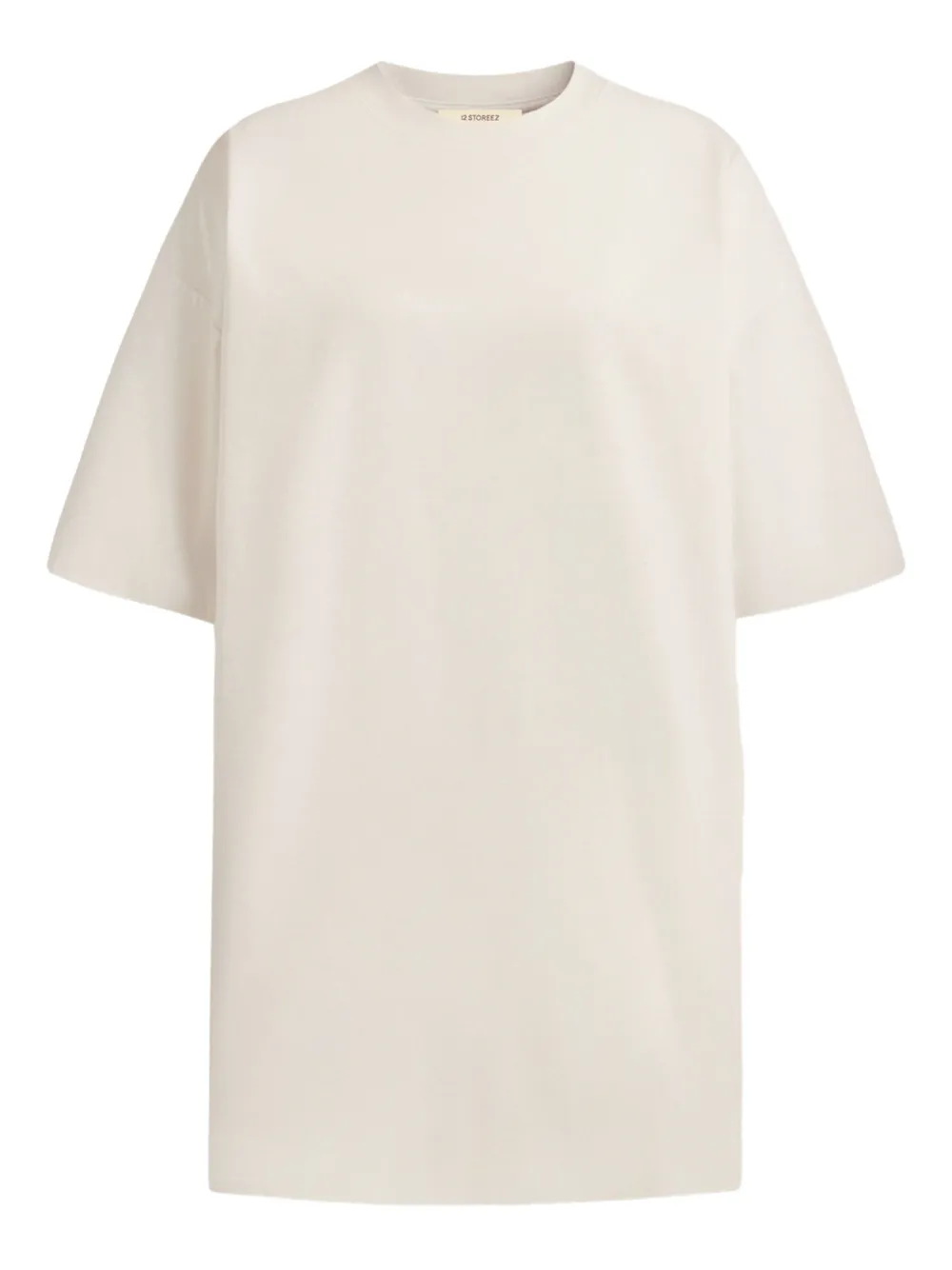 12 STOREEZ Katoenen T-shirtjurk Wit