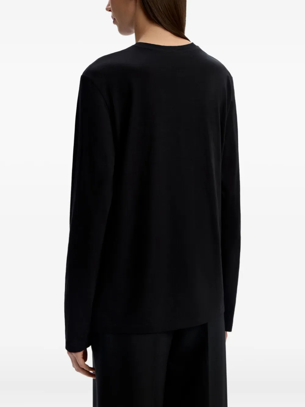 12 STOREEZ Katoenen T-shirt met lange mouwen Zwart