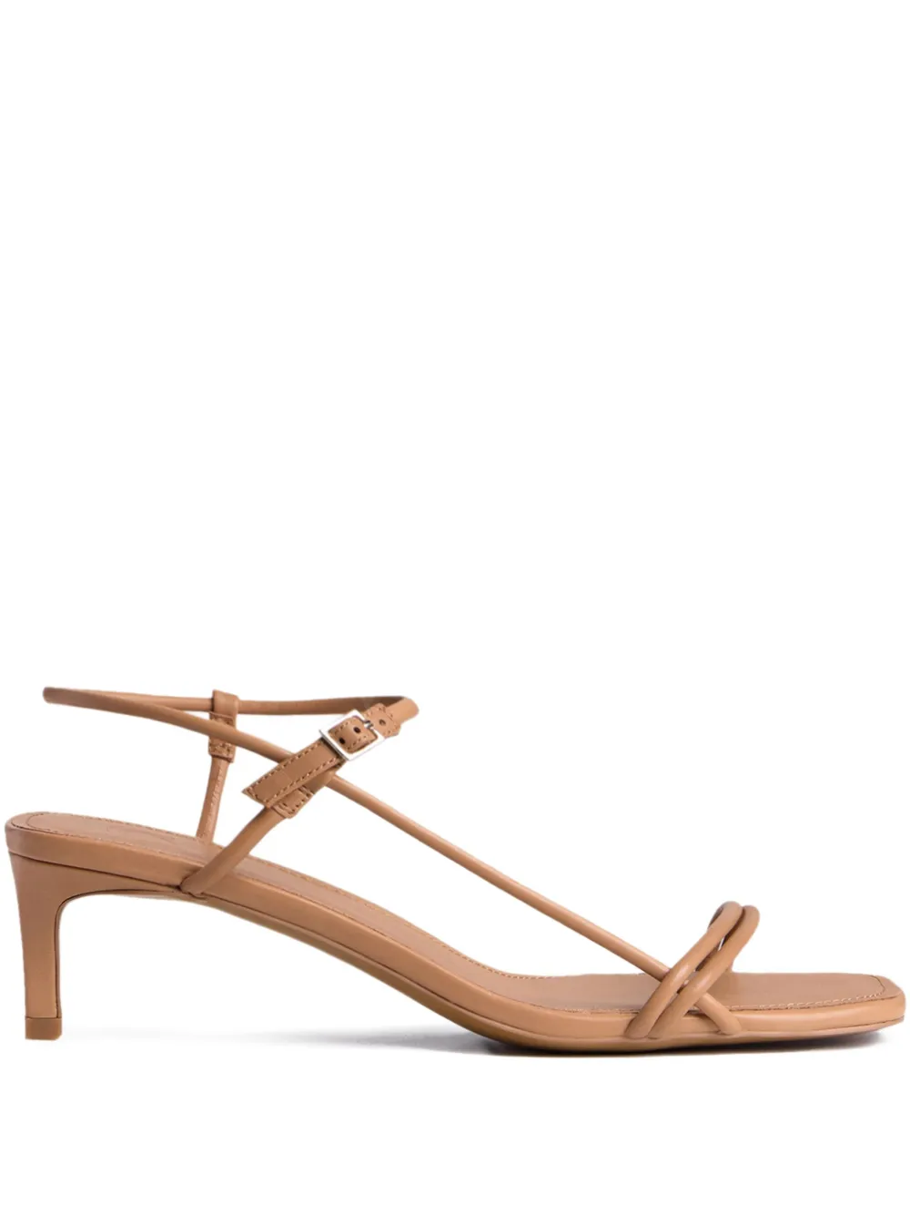 12 STOREEZ 50 mm leren sandalen met enkelbandje en hak Beige