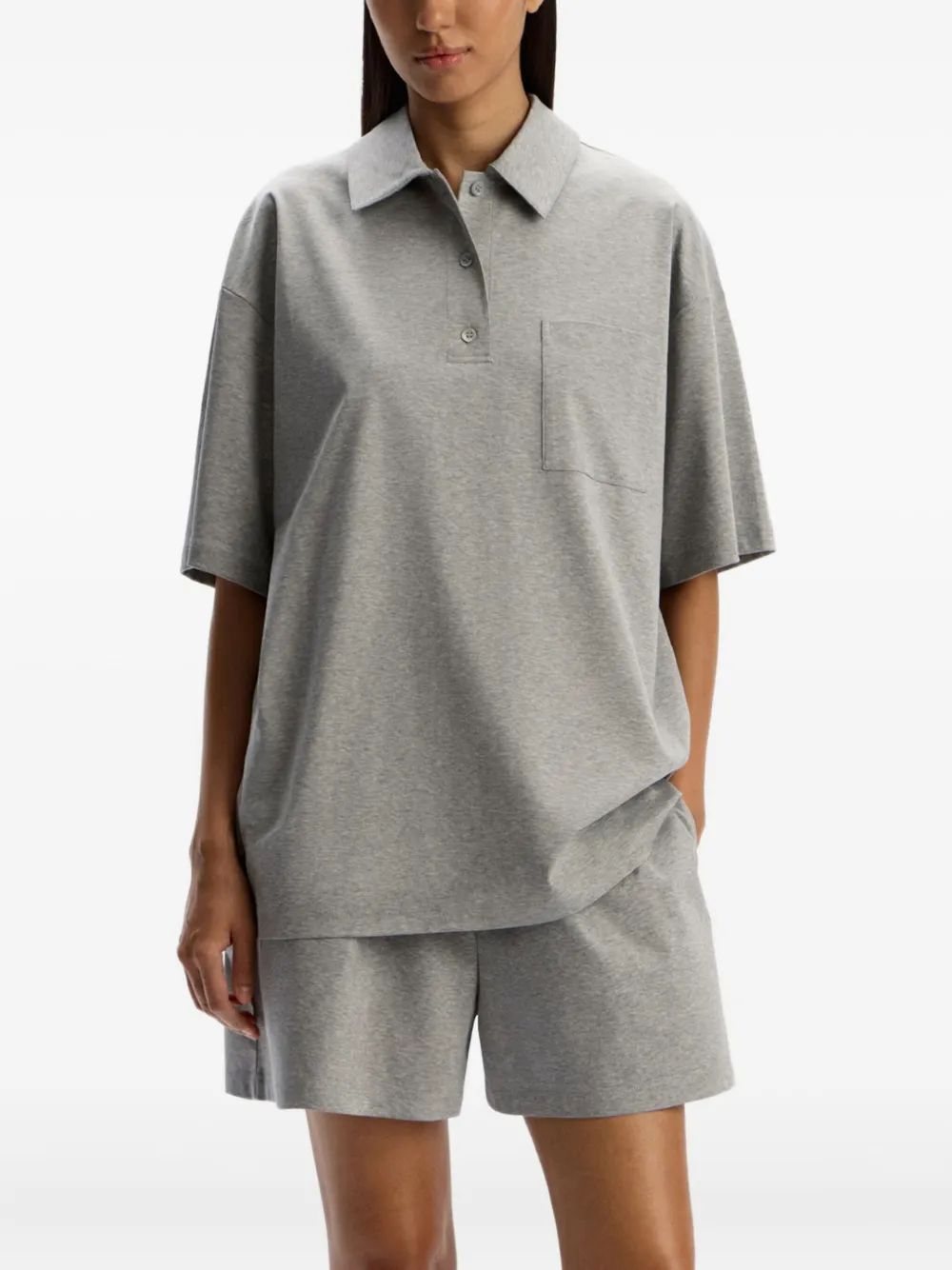 12 STOREEZ Poloshirt met zakdetail Grijs