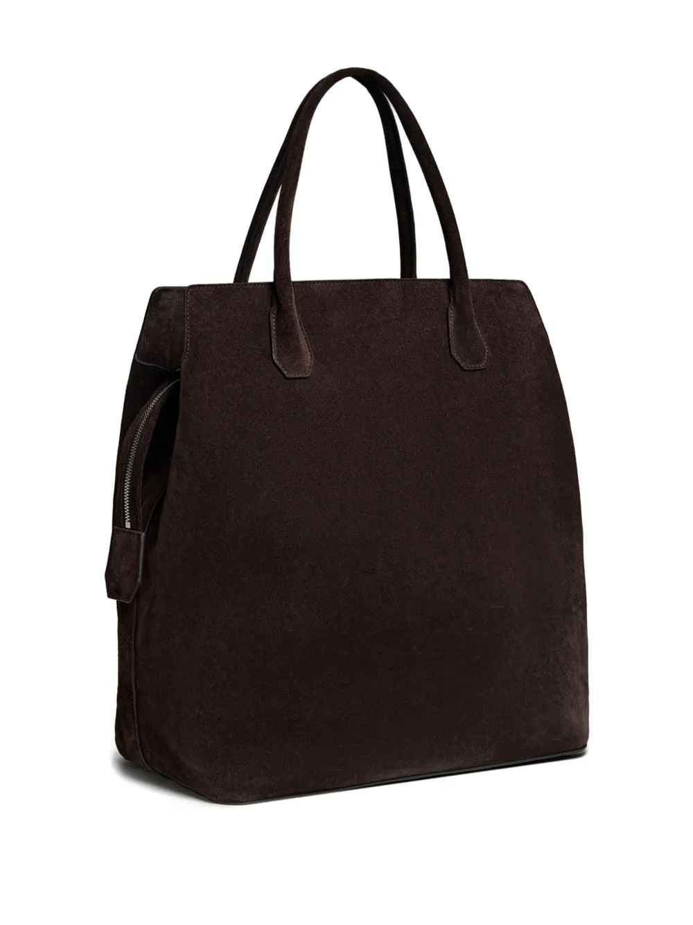 12 STOREEZ Suède shopper met rits Bruin