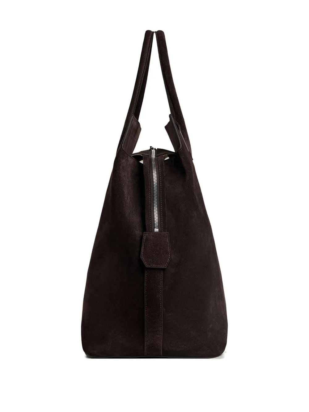 12 STOREEZ Suède shopper met rits Bruin