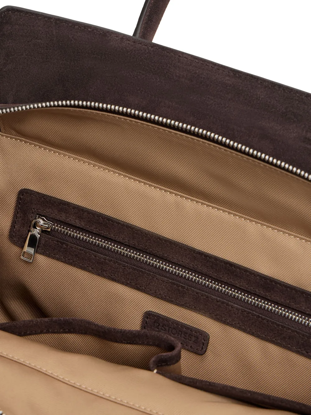 12 STOREEZ Suède shopper met rits Bruin