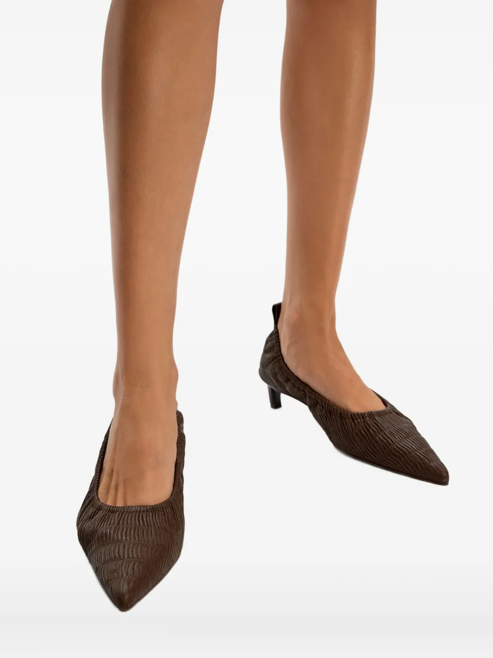 12 STOREEZ 40mm leather pumps Brown