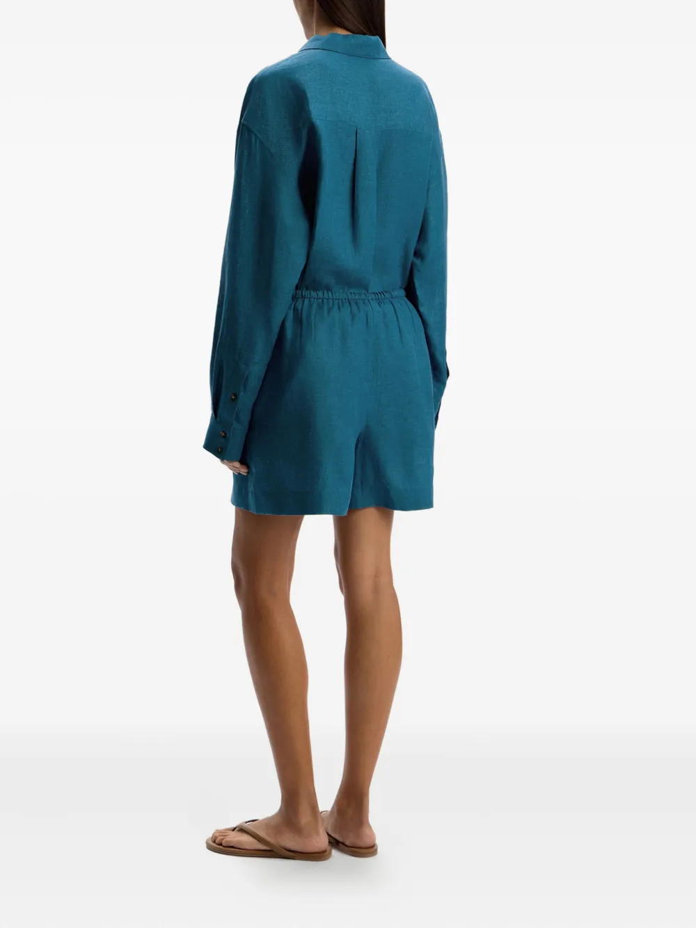 12 STOREEZ Delave linnen shorts met trekkoord Blauw
