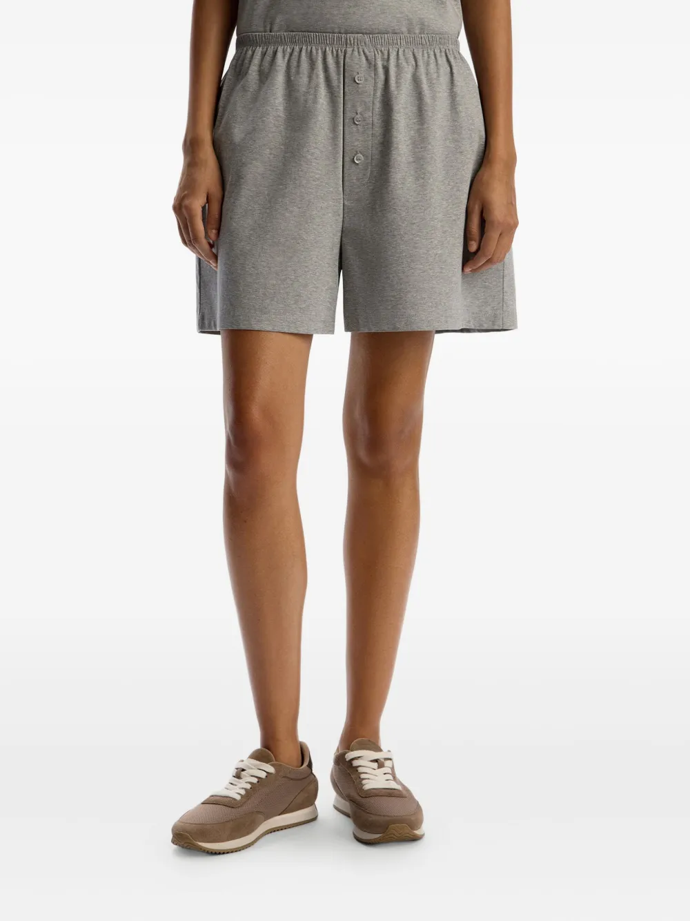 12 STOREEZ Katoenen shorts met knopen Grijs