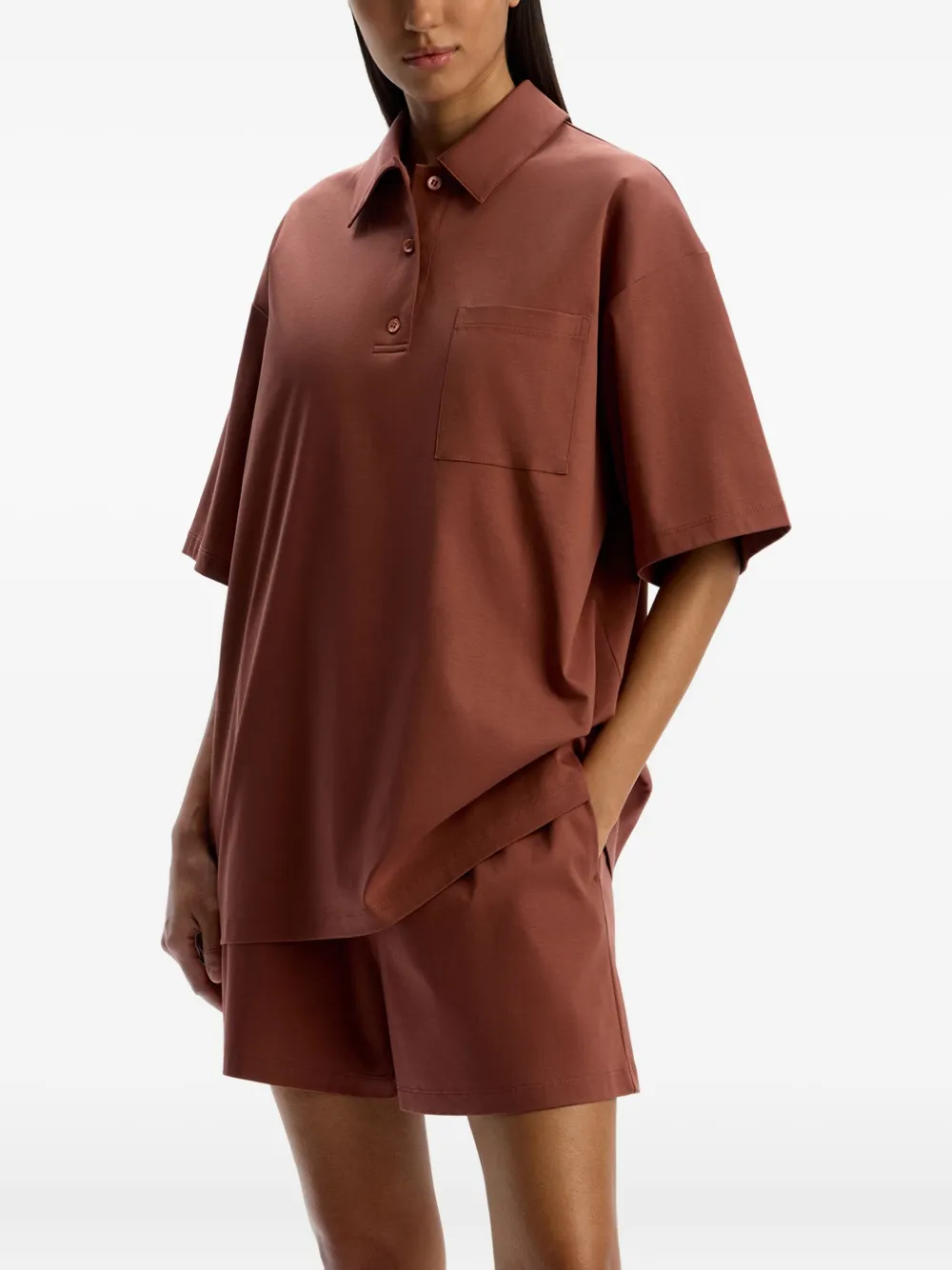 12 STOREEZ Poloshirt met zakdetail Rood
