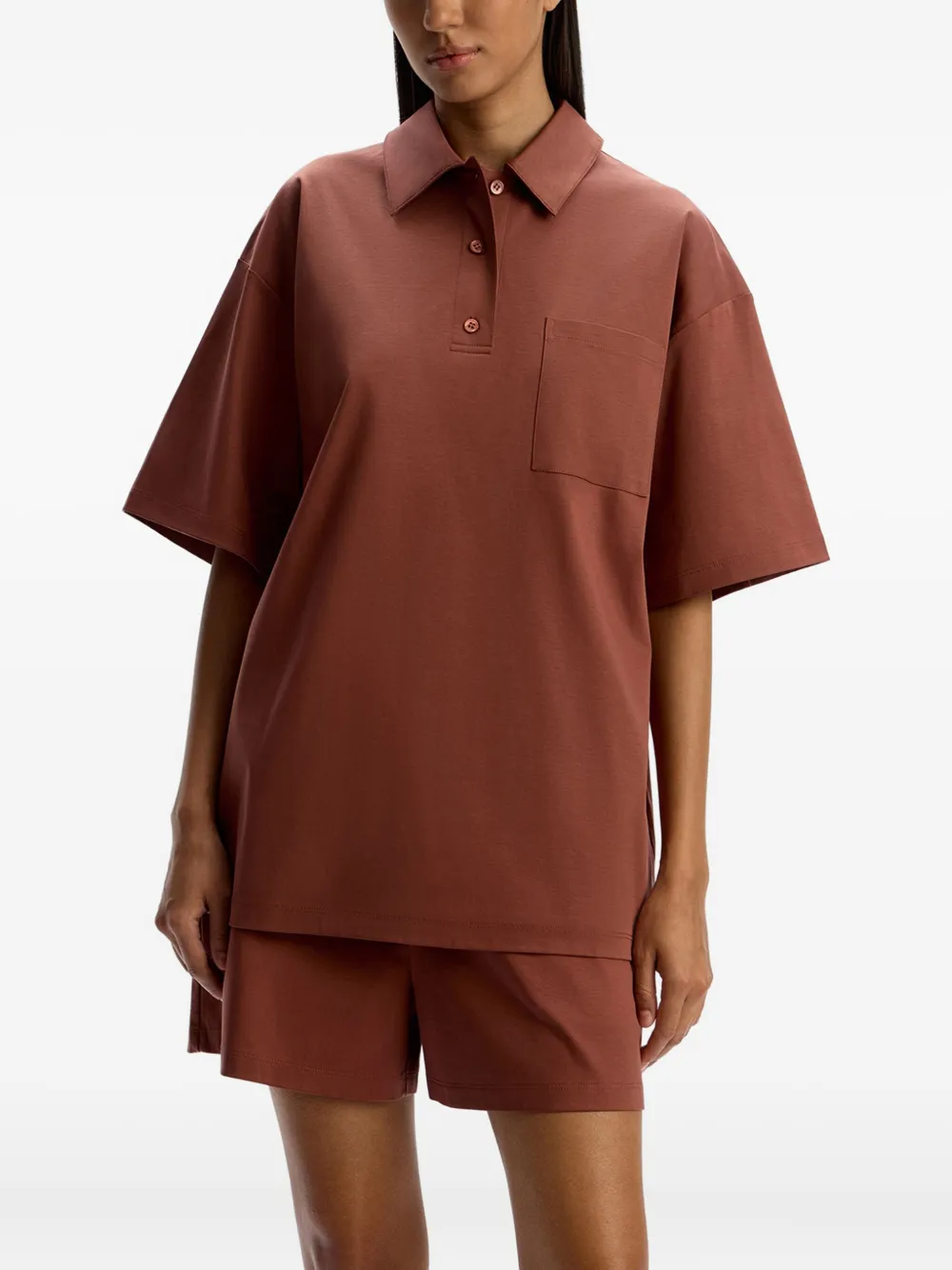 12 STOREEZ Poloshirt met zakdetail Rood