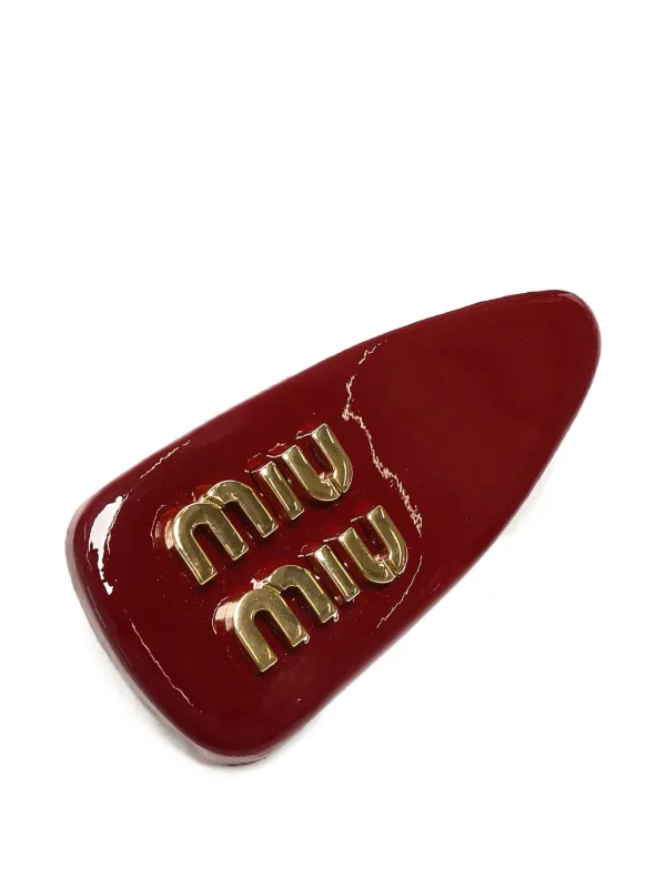 Miu Miu logo-lettering Hair Clip | Red | FARFETCH BE