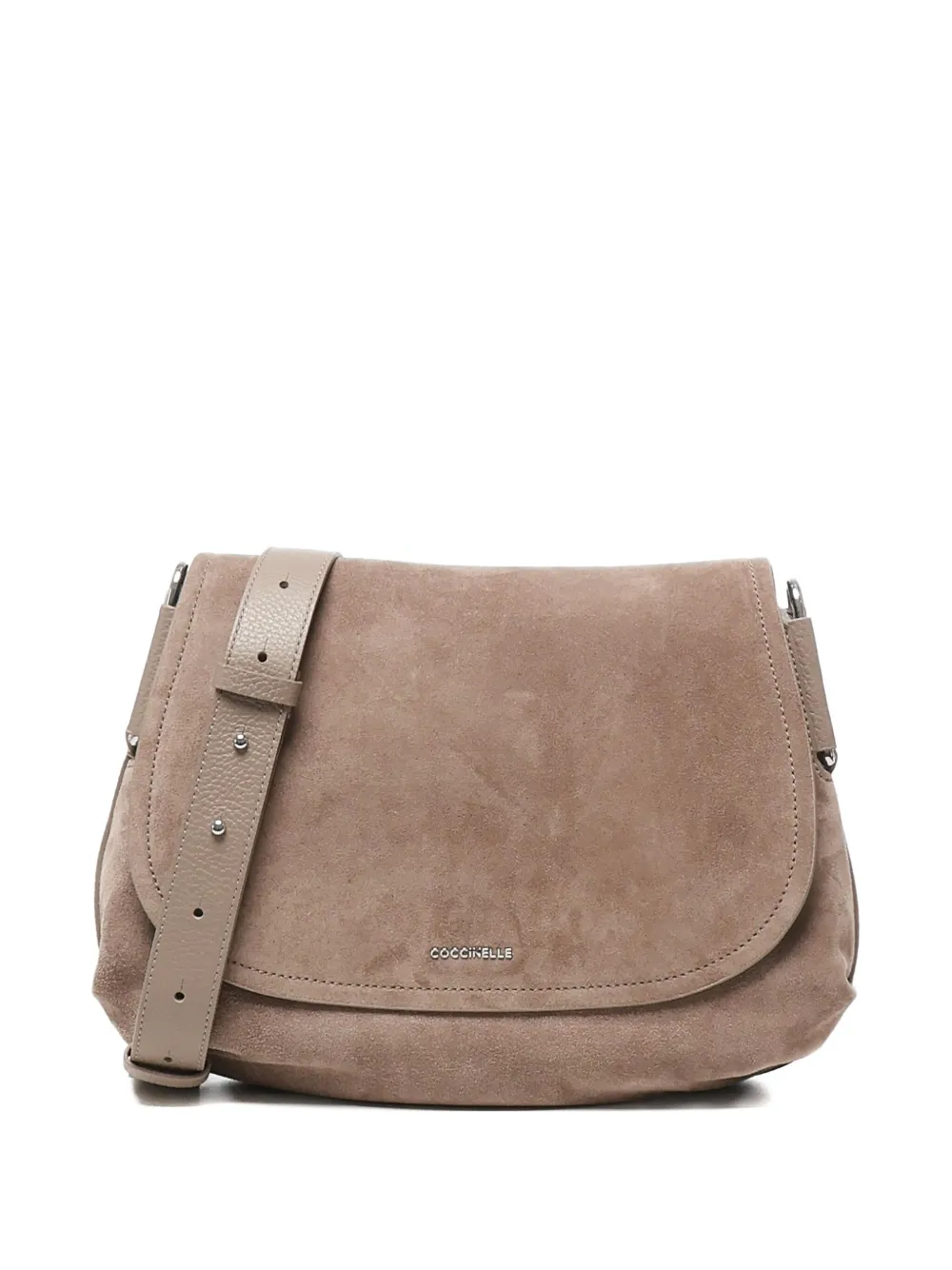 Coccinelle Suède crossbodytas met omslag Beige