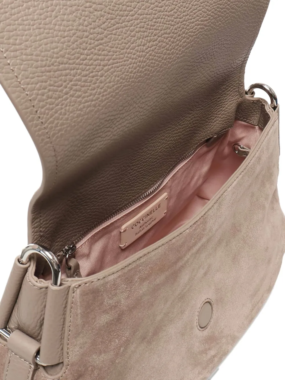 Coccinelle Suède crossbodytas met omslag Beige