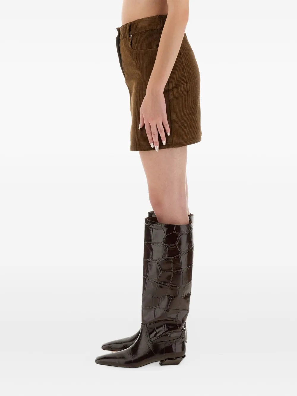 MOSCHINO JEANS Ribfluwelen rok met zak Bruin