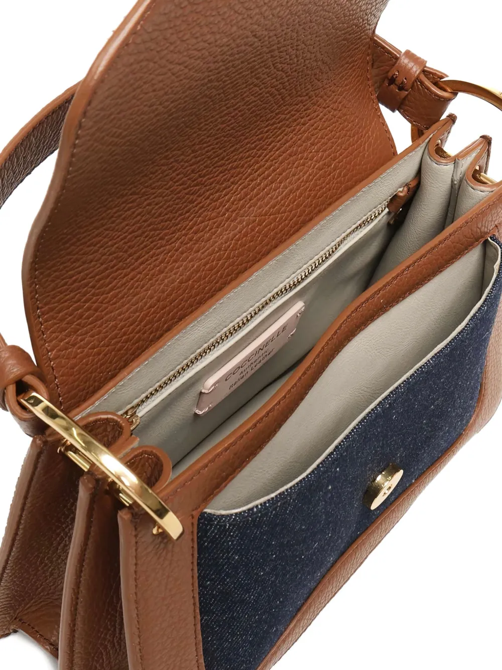Coccinelle C-Me leren shopper met denim vlak Bruin