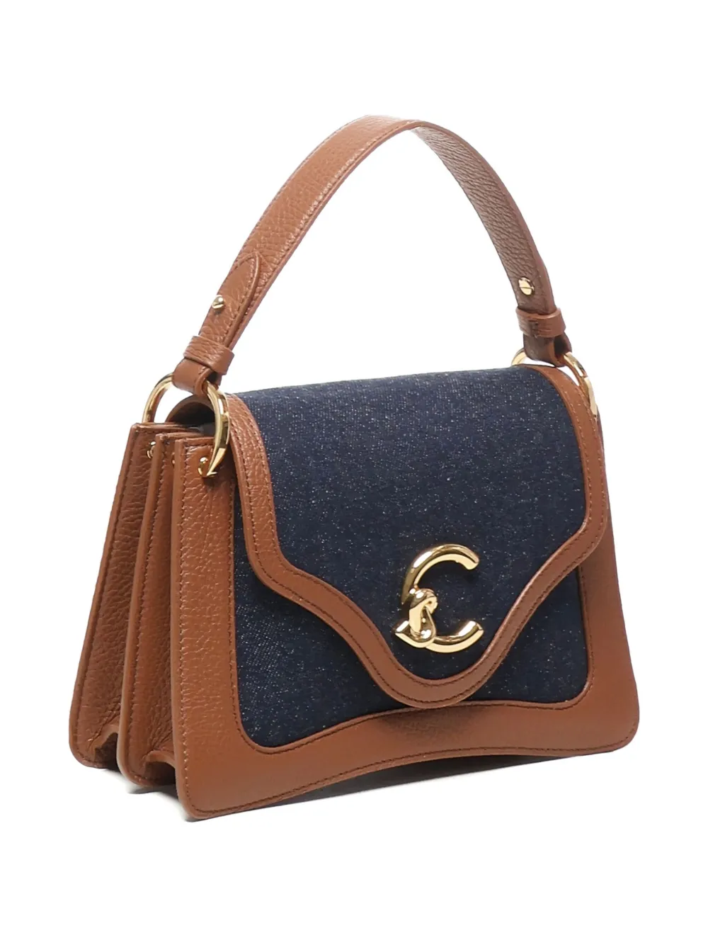 Coccinelle C-Me leren shopper met denim vlak Bruin