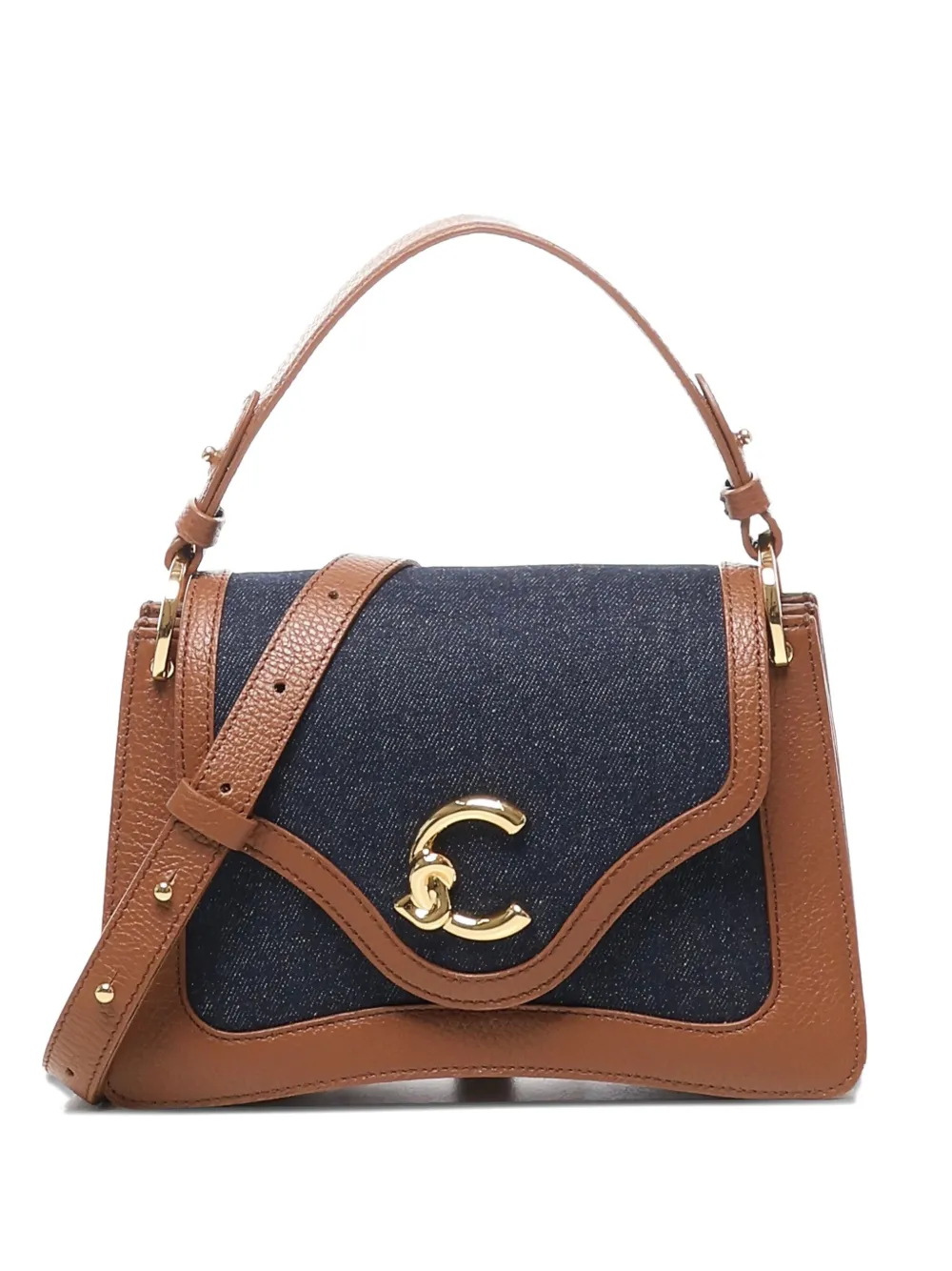 Coccinelle C-me Denim-panel Leather Tote Bag