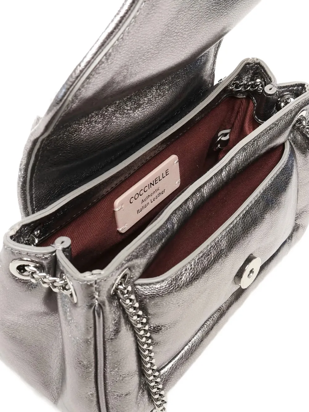 Coccinelle C-me Leather Shoulder Bag In Silver