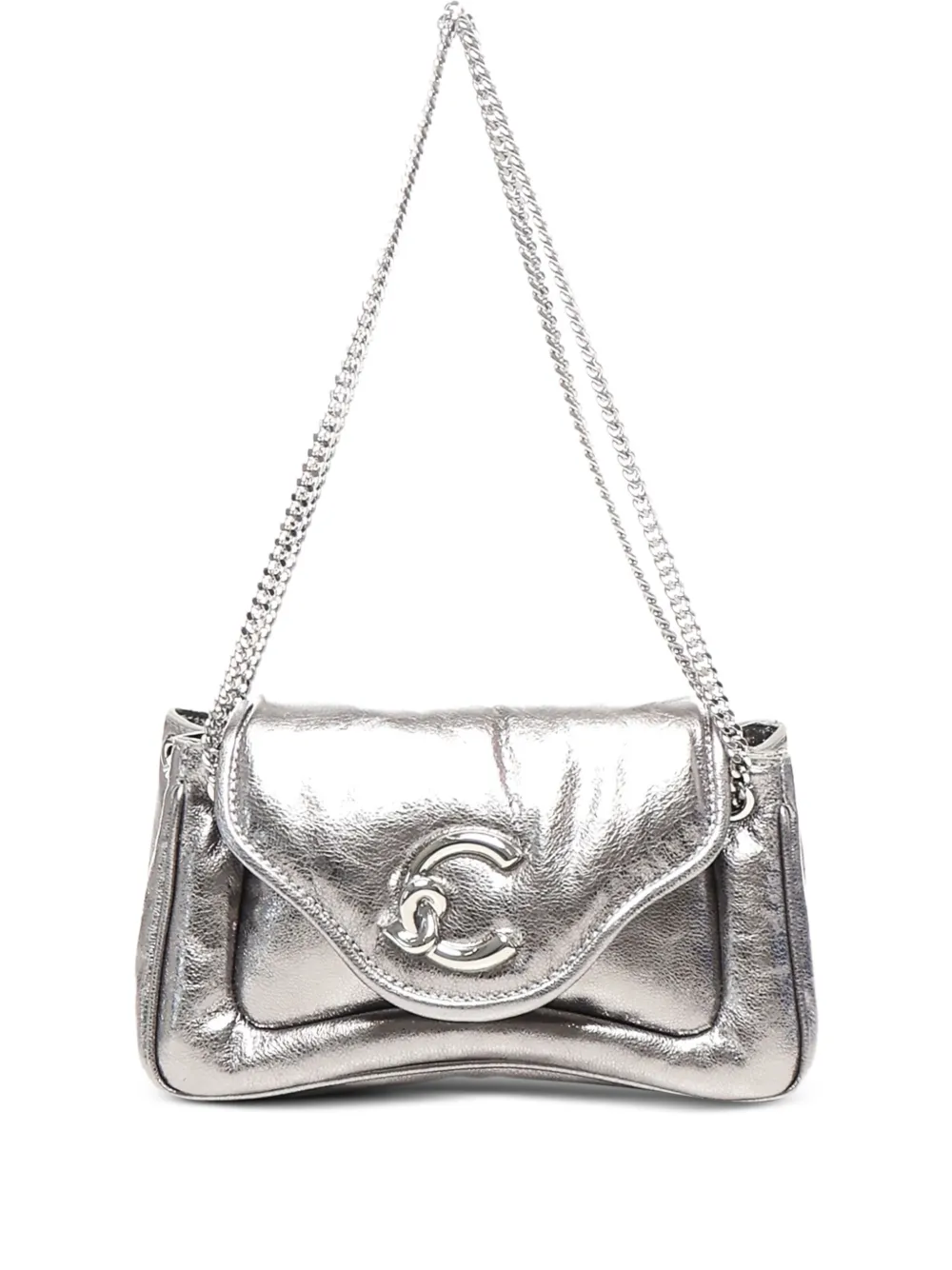 Coccinelle C-me Leather Shoulder Bag In Silver