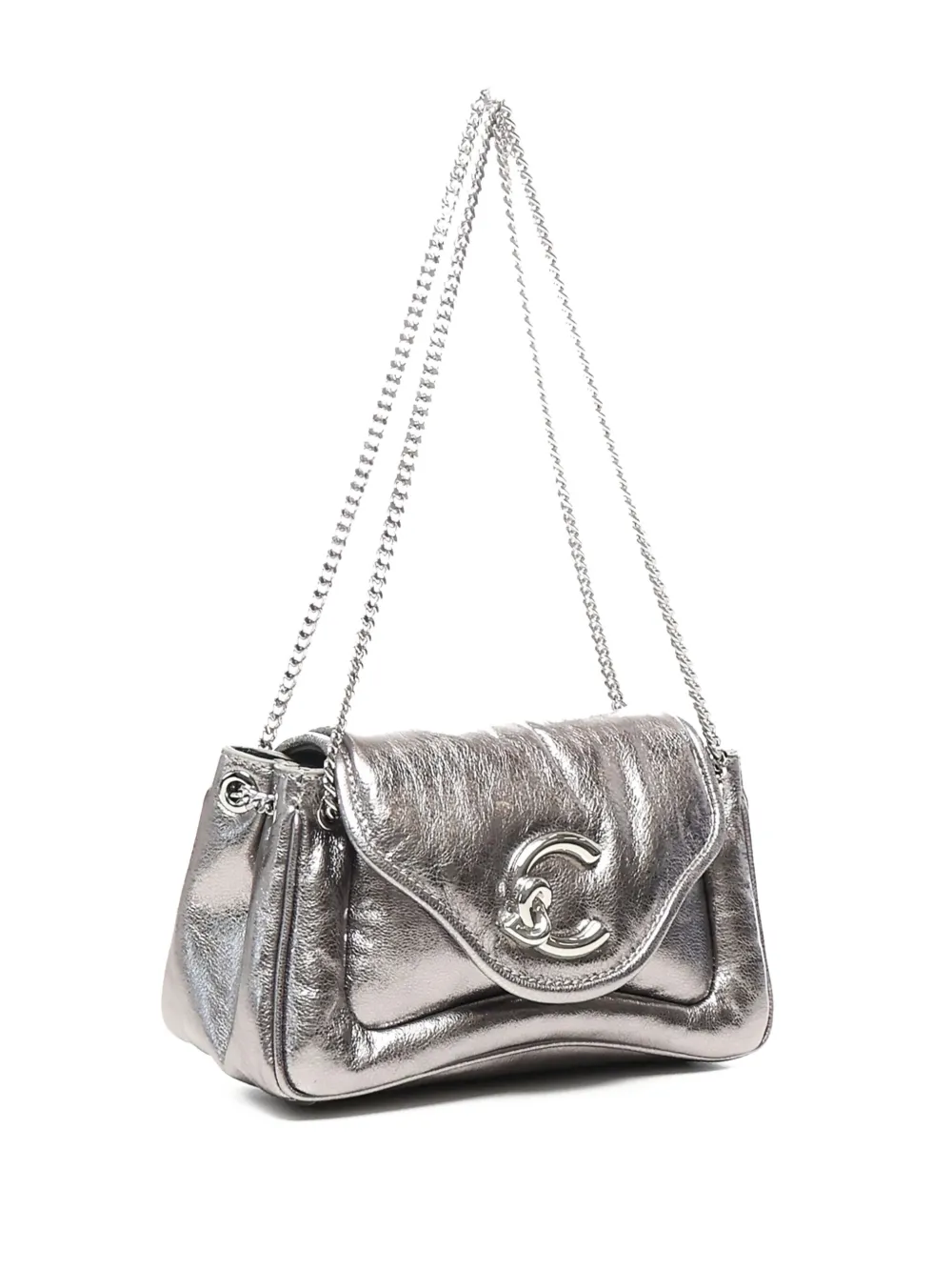 Coccinelle C-me Leather Shoulder Bag In Silver