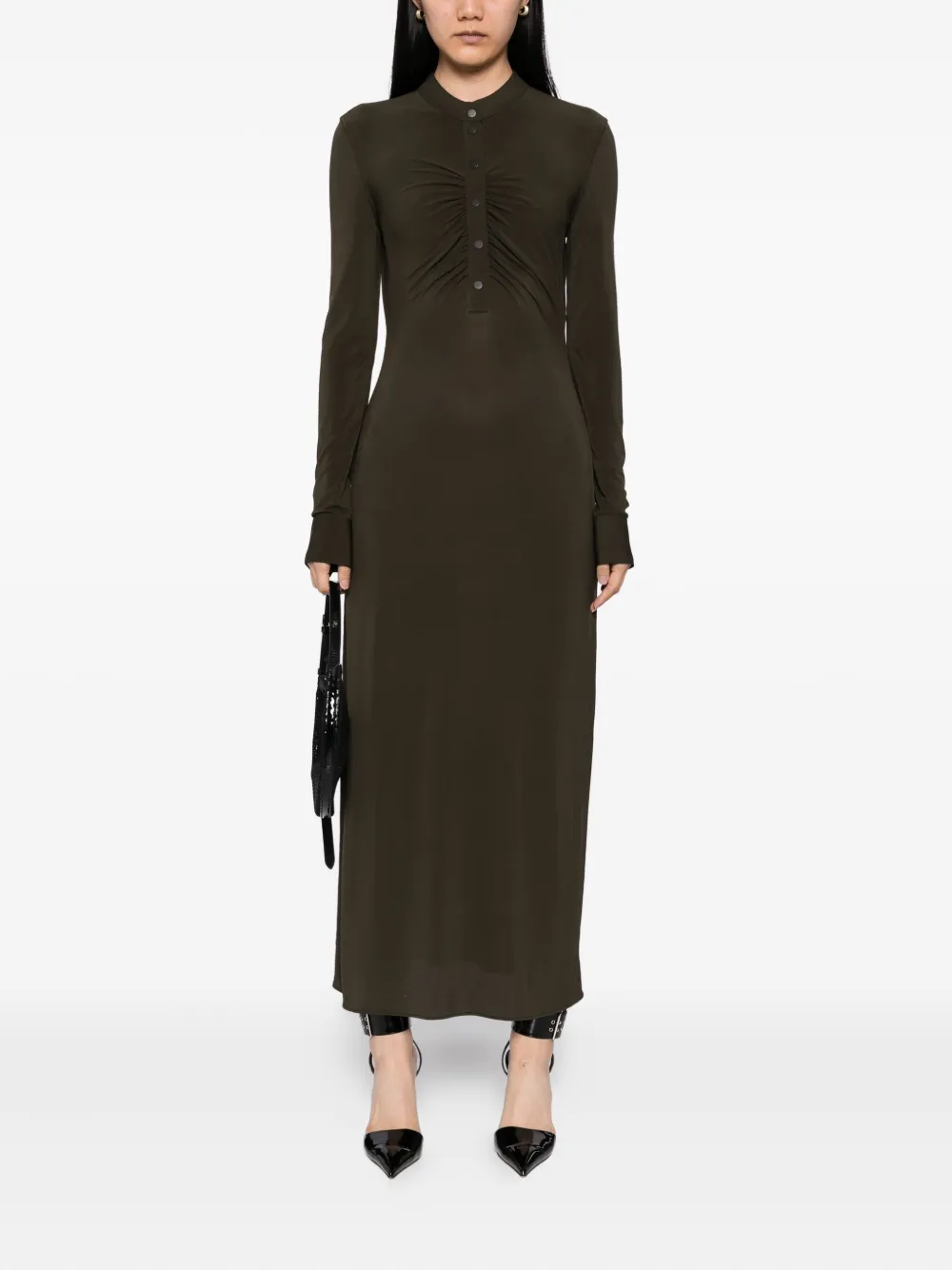 Alaïa button-front gathered maxi dress | Day Dresses | Image 2