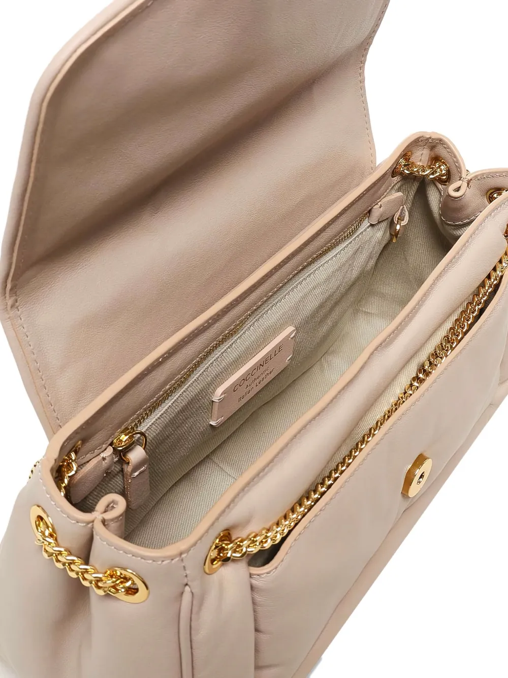 Coccinelle quilted chain shoulder bag Beige