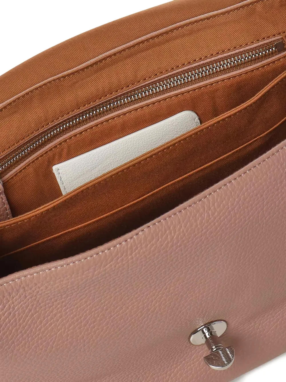 Zanellato Postina studded leather shoulder bag Roze