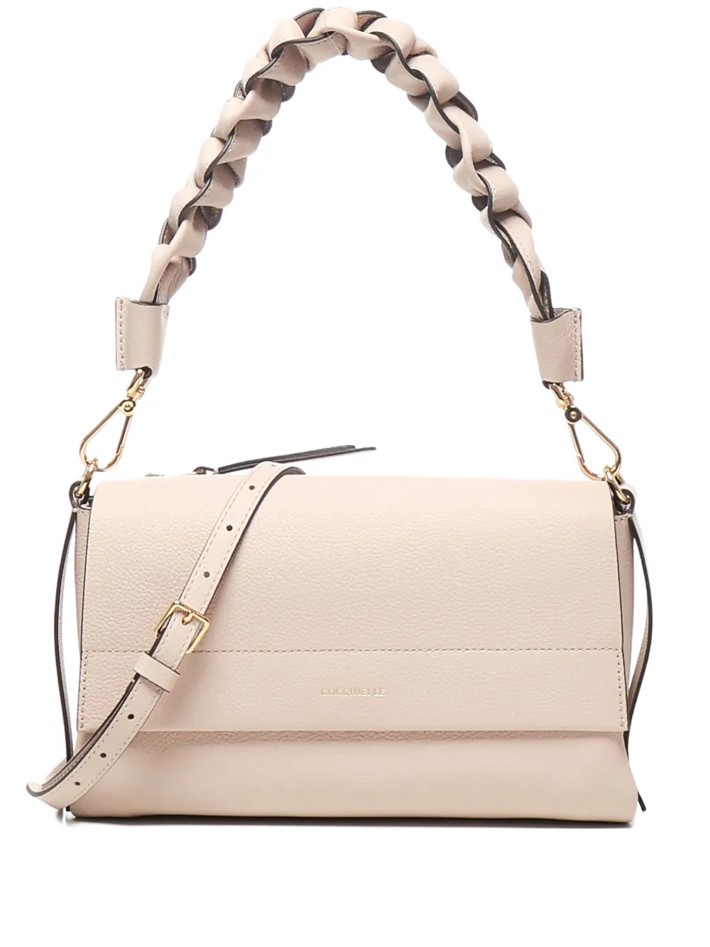 Coccinelle Schoudertas met gevlochten detail Beige