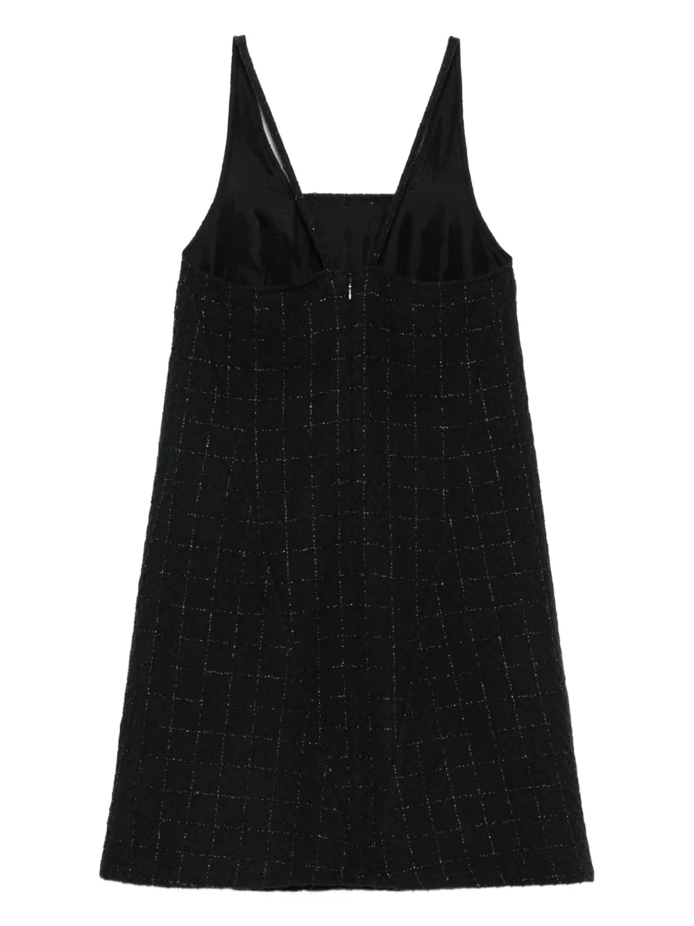 Pre-owned Chanel 2010s Checked Tweed Mini Dress In Black