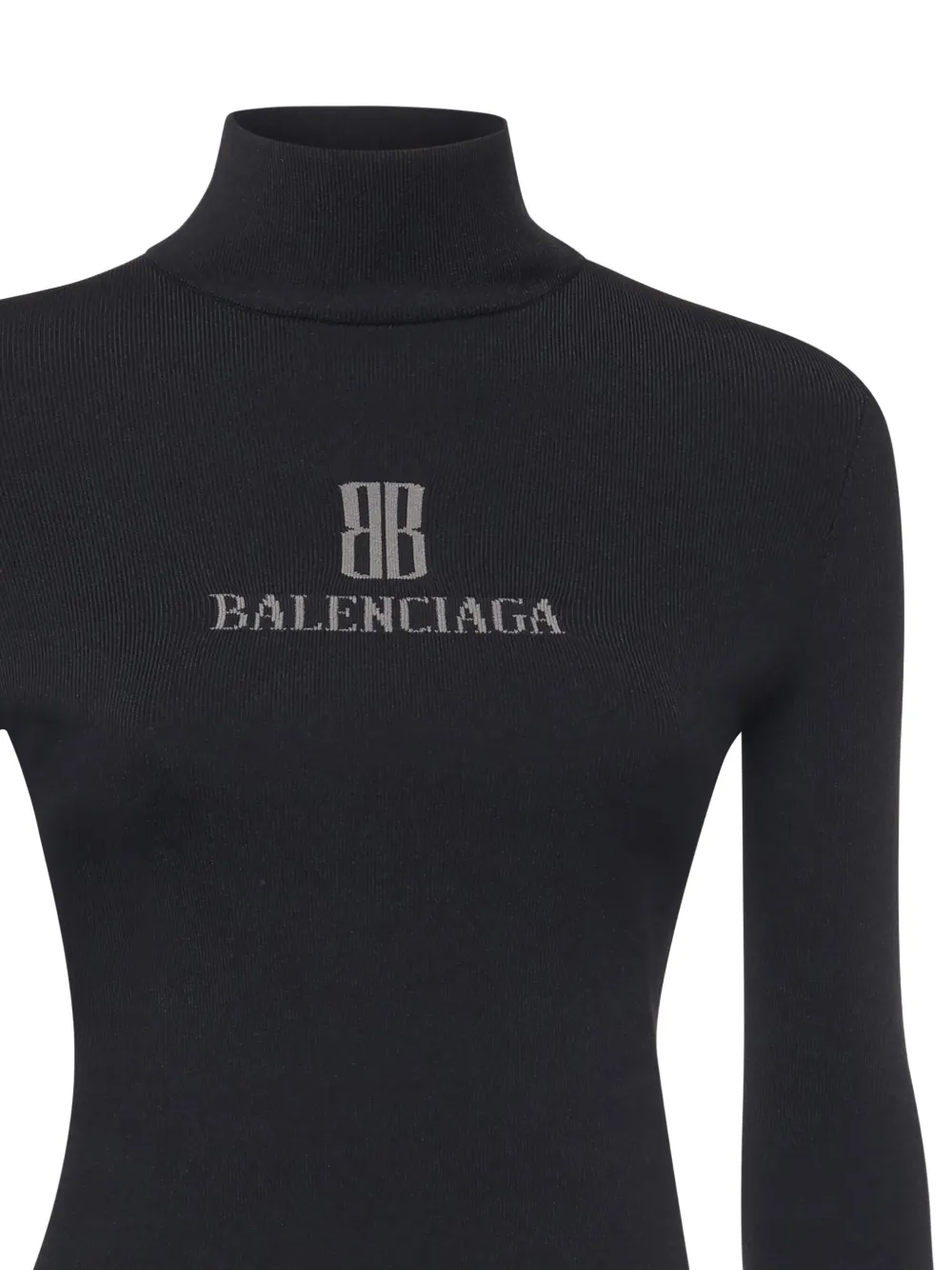 Balenciaga Geribbelde top met col en logodetail Zwart