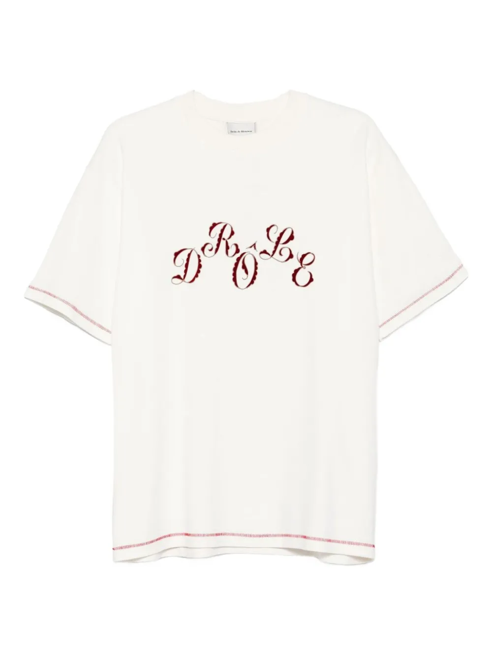 Drôle De Monsieur T-shirt met geborduurd detail Beige