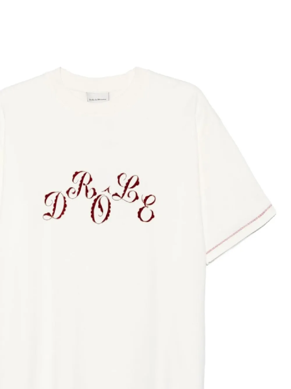 Drôle De Monsieur T-shirt met geborduurd detail - Beige