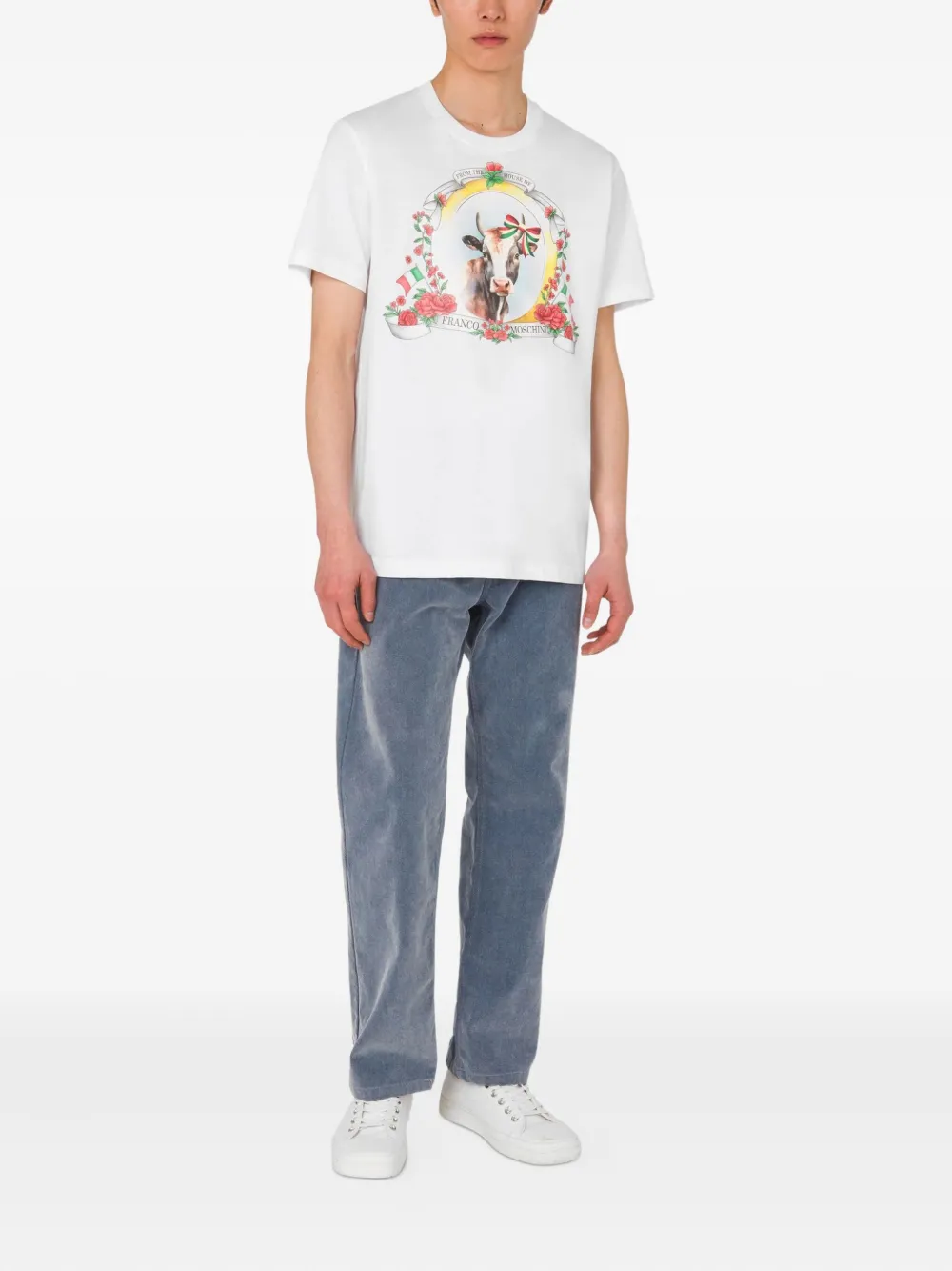 Moschino cow-print T-shirt Wit
