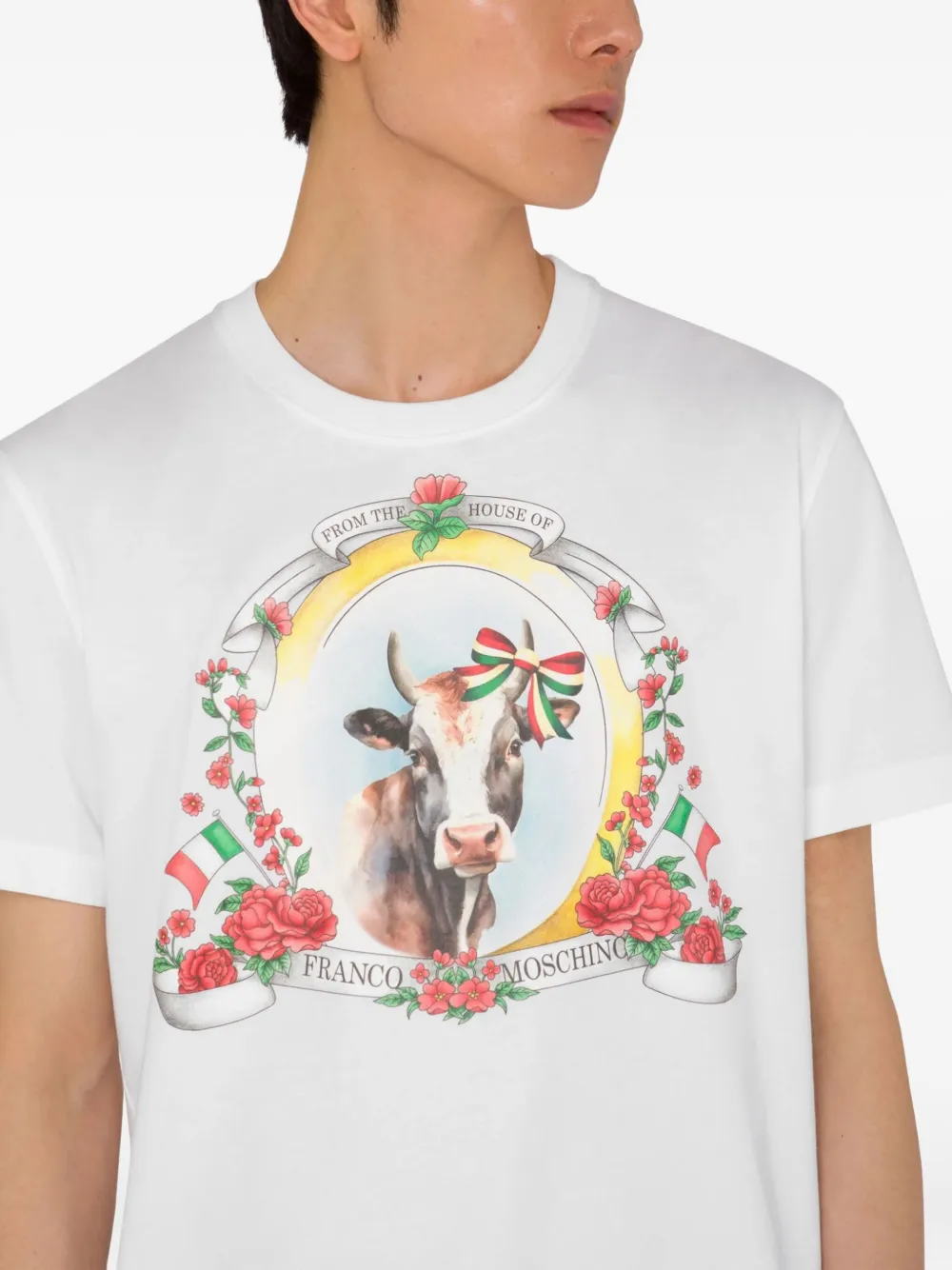 Moschino cow-print T-shirt Wit