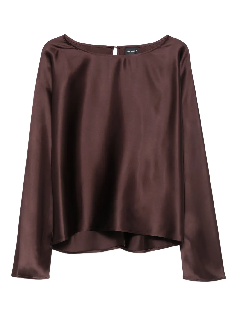 HERSKIND Candy satin long-sleeve top | Brown | Image 1