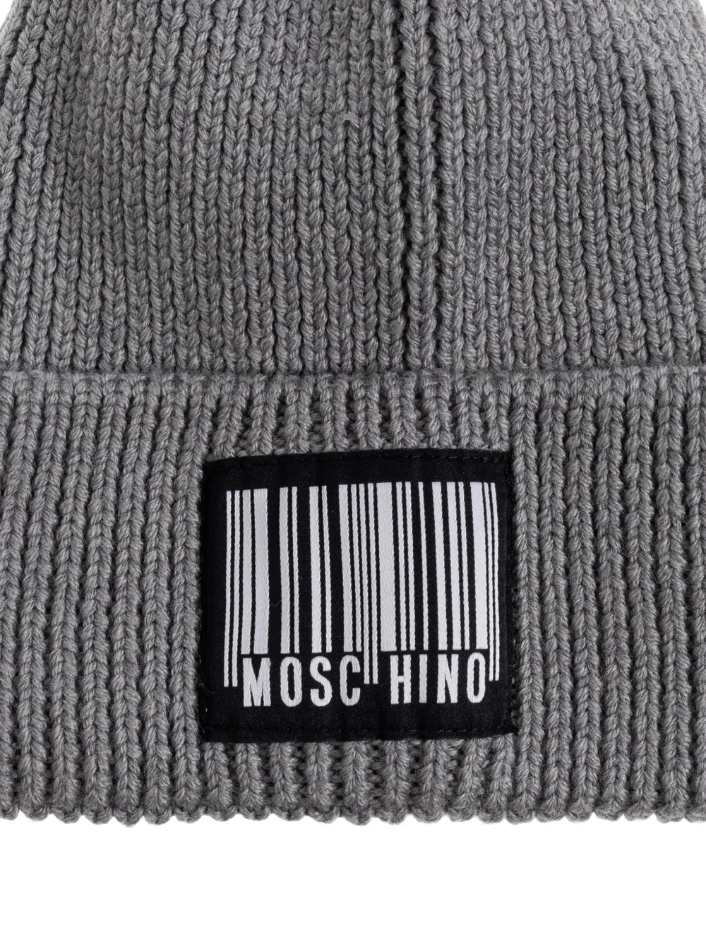 Moschino barcode-patch beanie hat Grijs