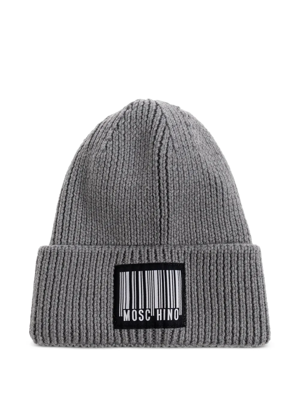 Moschino barcode-patch beanie hat - グレー Moschino barcode-patch beanie hat - グレー