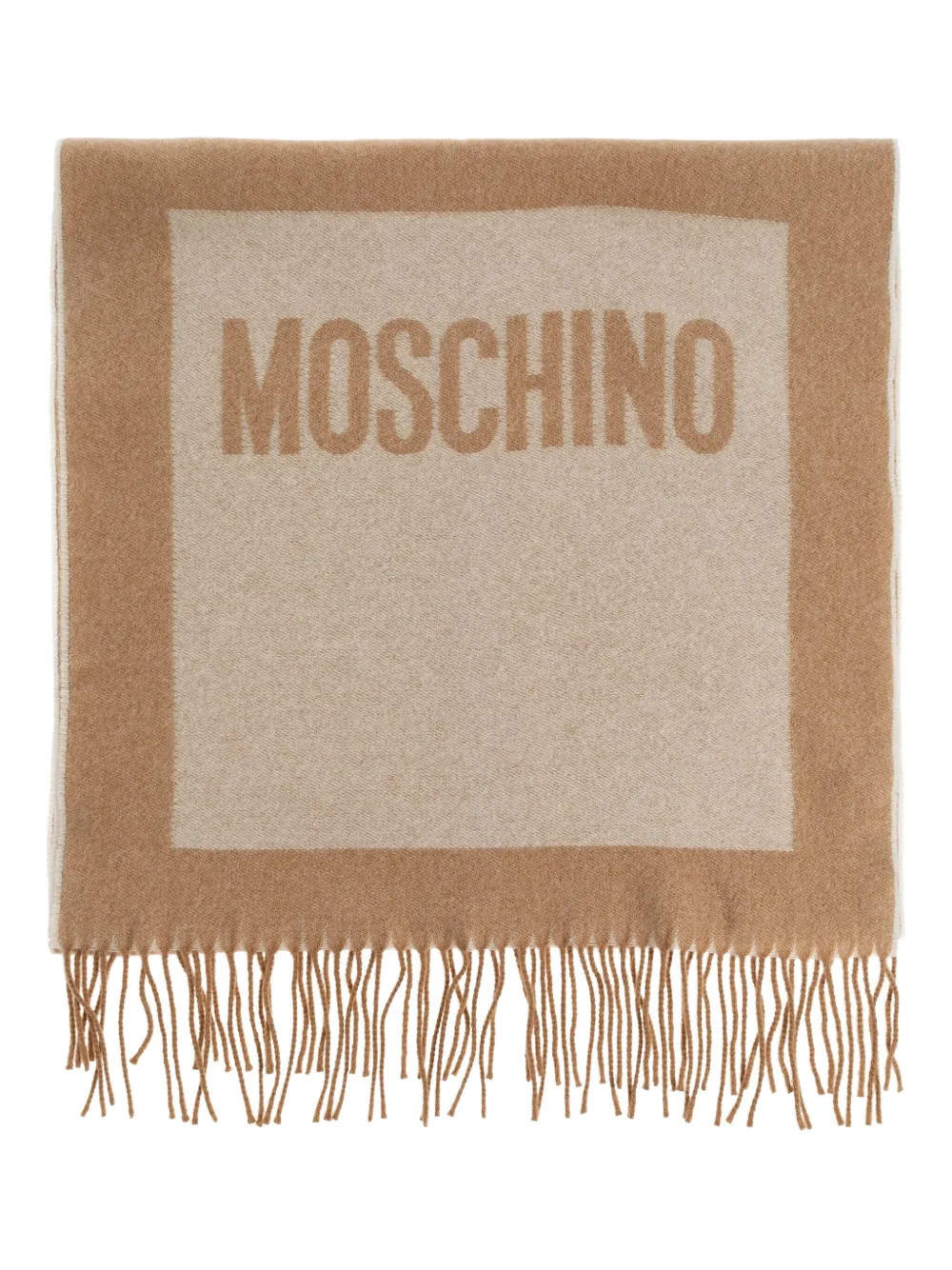 Moschino Sjaal met logodetail en franje Beige