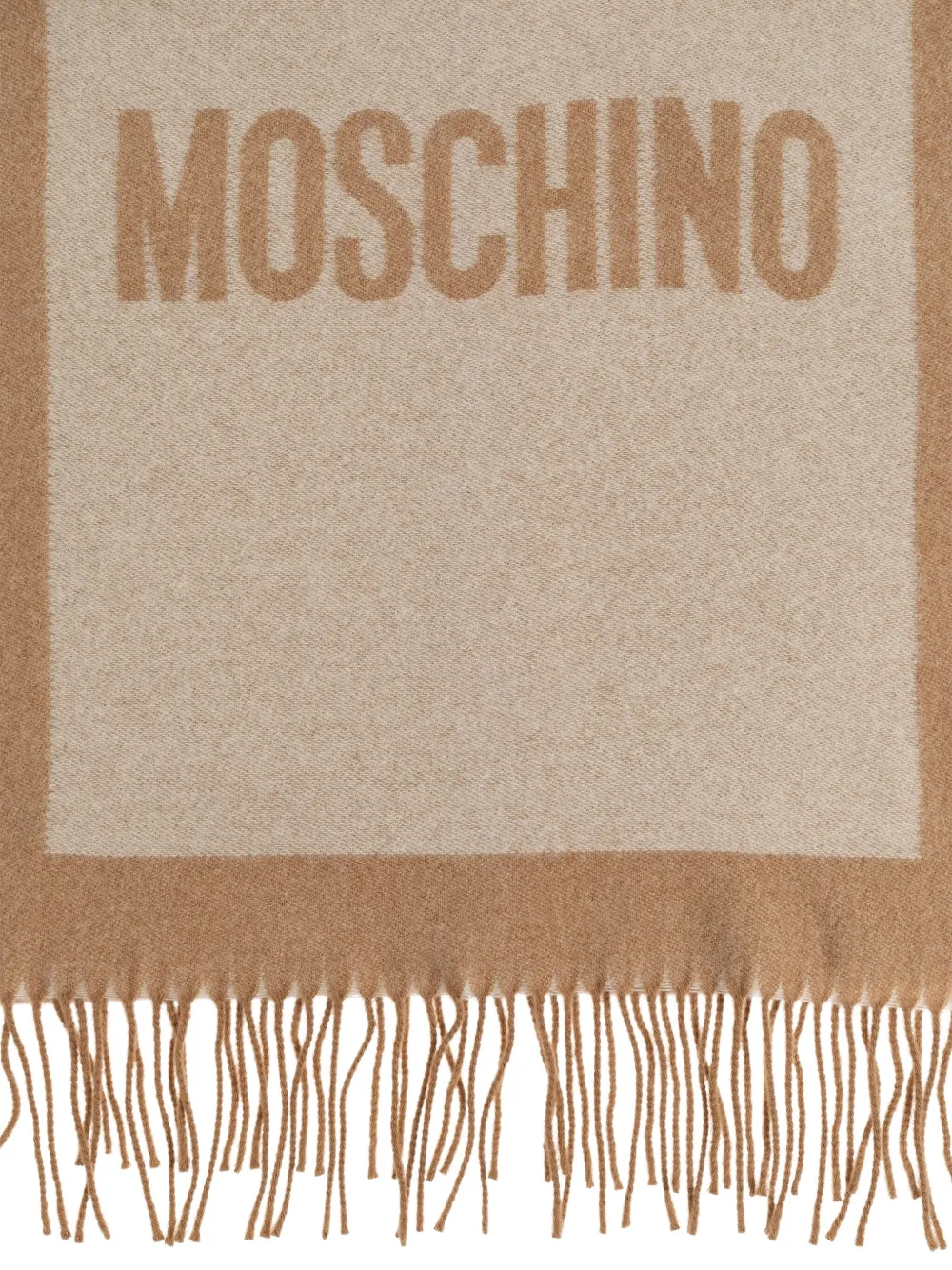 Moschino Sjaal met logodetail en franje Beige