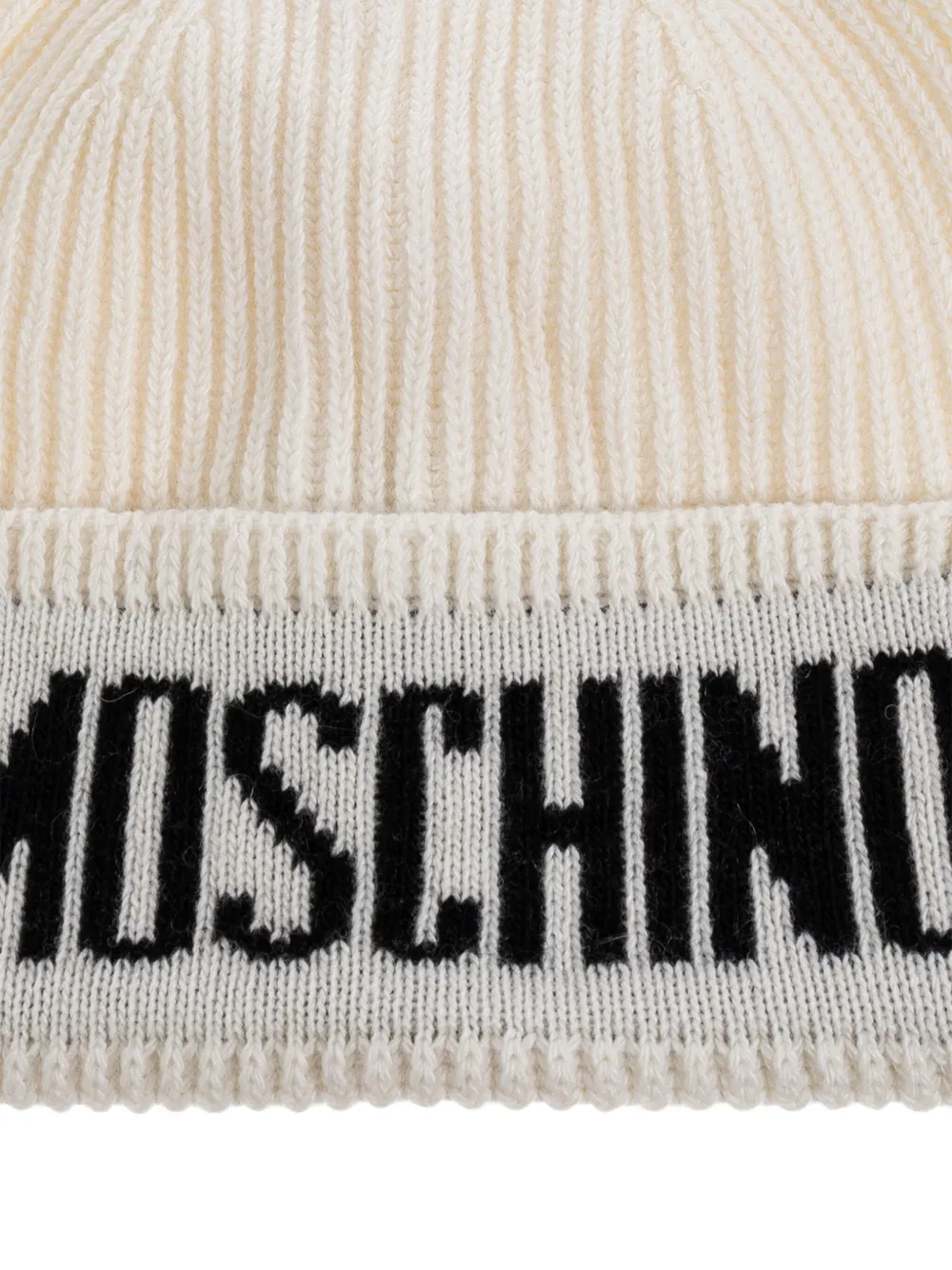 Moschino Logo-detail Ribbed Beanie In Neutral