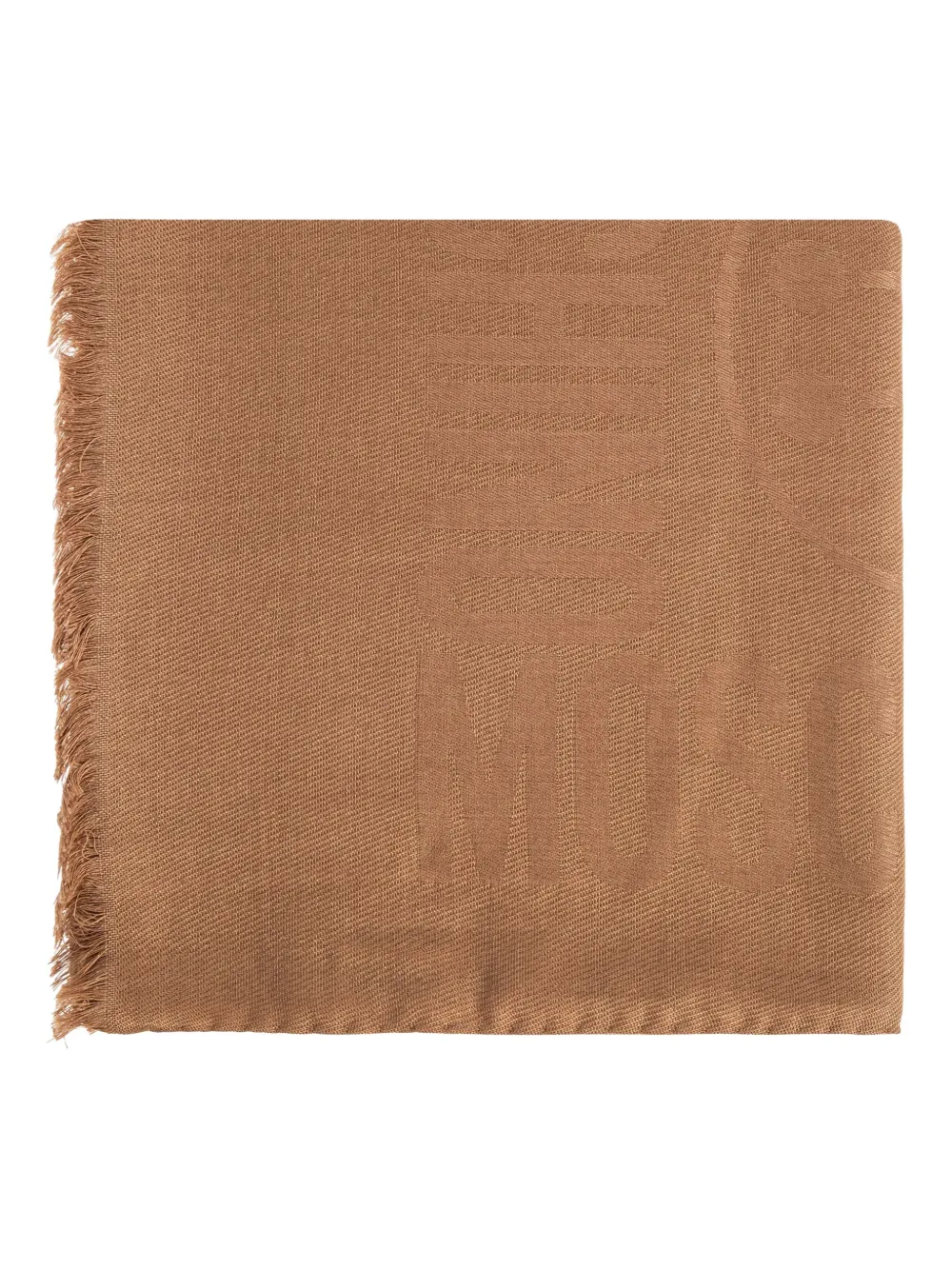 Moschino logo-embossed fringed scarf Bruin