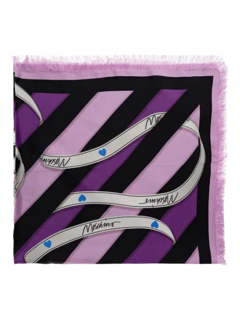 Moschino ribbon-striped silk scarf