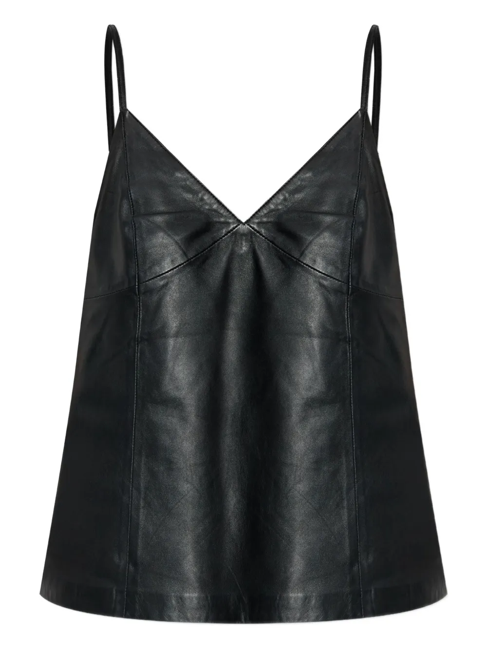 GZrio leather V-neck top